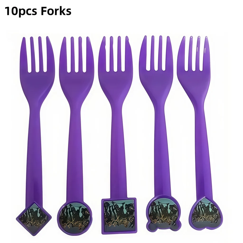 fourchettes en plastique violettes